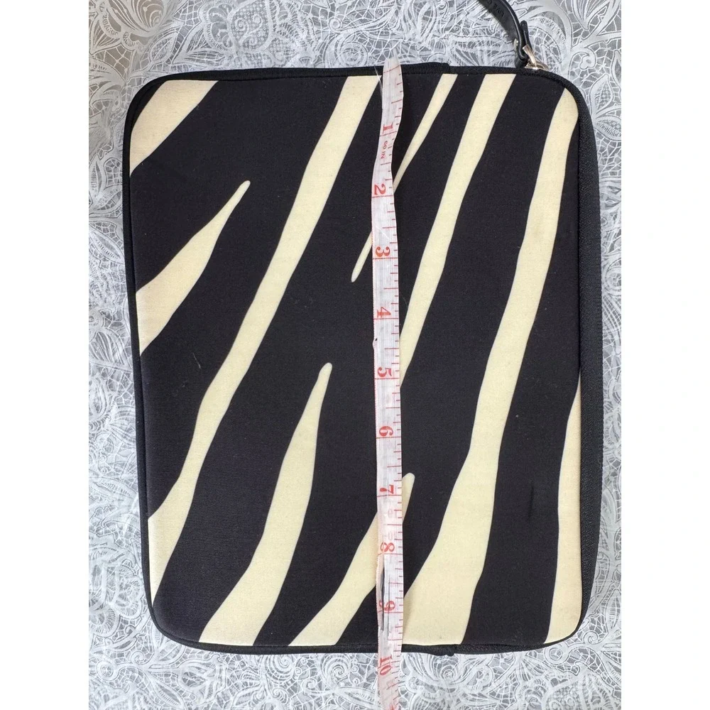 Kate Spade New York Zebra Print Laptop Tablet Sleeve Black Cream Purple 10.5in